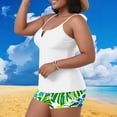 thumbnail image 2 of Plus Size Tankini Swimsuits for Women Oversized Casual Bathing Suit Printed Split Tank Top With Chest Cushion Swimsuit Set, 2 of 7