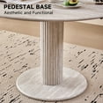 thumbnail image 4 of 47" Round Dining Table for 4, [Cylinder Pedestal Base] [Stone-Patterned] Modern Circle Dinner Table for Kitchen Dining Living Room, Gray Stone-patterned, 4 of 10