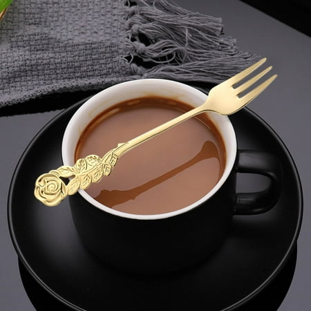 

Chiccall 2022 Christmas Decorations - Christmas Stainless Steel Rose Spoon Fork Coffee Stirring Spoons Creative Dessert Forks Christmas Gifts Kitchen Accessories Tableware Decoration on Clearance