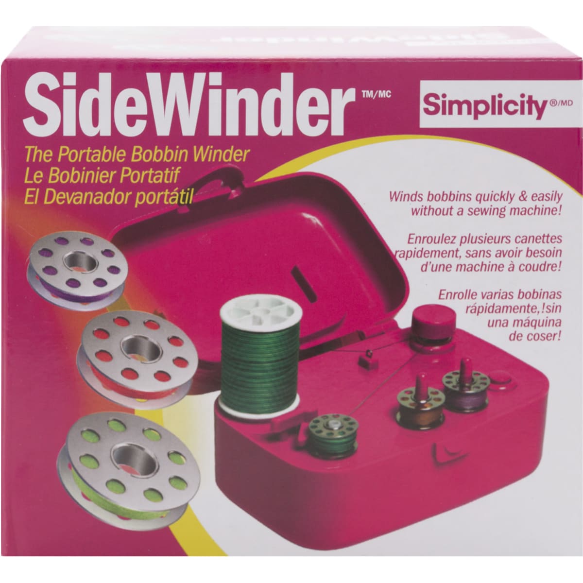Wrights 88182 Sidewinder Portable Bobbin Winder - Fuchsia - image 2 of 2