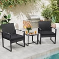 thumbnail image 2 of TUAREX 3-Piece Rattan Patio Furniture Set, All-Weather Wicker Bistro Set with Coffee Table and Cushioned Chairs for Garden, Yard, Balcony, Black, 2 of 9