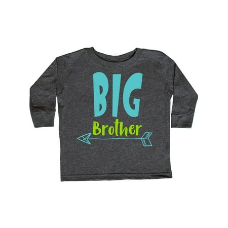 

Inktastic Big Brother Older Brother Arrow - Blue Green Gift Toddler Boy Girl Long Sleeve T-Shirt