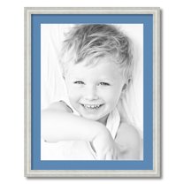 ArtToFrames 22x28 Matted Picture Frame with 18x24 Single Mat Photo Opening Framed in 1.25 Off White Wash on Ash and 2 Liberty Blue Mat (FWM-4098-22x28)