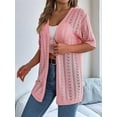 thumbnail image 4 of Summer Cardigan Sweaters for Women Light-Weight Half Sleeve Open Front Cropped Crochet Beach Cover Ups Pink S, 4 of 8