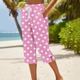 thumbnail image 2 of Maean Women's Capri Pants Polka Dots Straight Leg Elastic Waist Drawstring Trousers Casual Capris Pant, 2 of 5