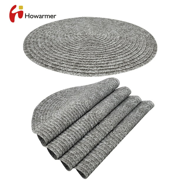 as meer en meer schouder Howarmer Round Braided Placemats Set of 4,Washable Vinyl 15 inch Table Mats  for Kitchen Dinner Table, Anti-Slip Heat Resistant (Gray,4pcs) - Walmart.com