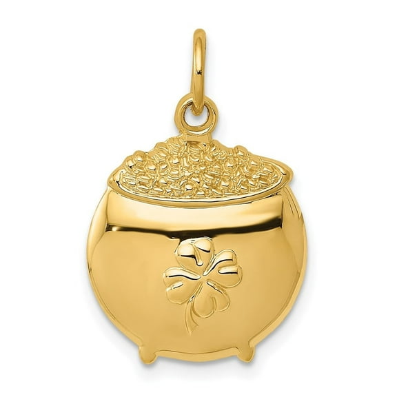 Auriga Fine Jewelry 14K Yellow Gold Pot Of Gold Charm Pendant for Women (L-25 mm,W-15 mm)