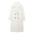 thumbnail image 4 of jtjvou Womens Long Pea Coat Notch Lapel Double Breasted Trench Coat Fall Winter Overcoat Long Jacket Beige L, 4 of 9