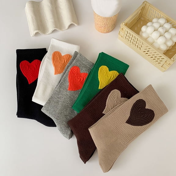 QLEICOM Socks for Men,Womens Socks,Unisex Valentine Socks with Heart Print Soft Knit for Casual Wear Mid-Crew Socks Sweet Gift Choice for Anniversaries and Romantic Dates Khaki