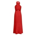 thumbnail image 5 of Women‘s Summer Dress Cross Halter Neck Sleeveless Solid Color Cut Out Backless Flowy A Line Maxi Dress, 5 of 5