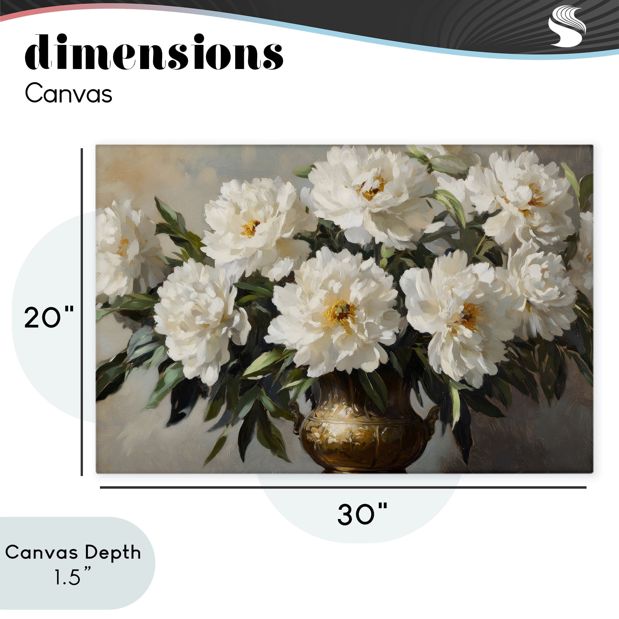 Stupell Industries Golden Vase with Peonies Canvas Wall Art, design by Petal Prints Design