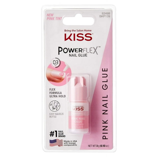 Kiss Powerflex pegamento para uñas, tinte rosa, 0,10 onzas (paquete de 3)