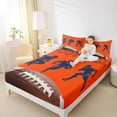 thumbnail image 4 of jejeloiu Football Sport Lover Queen Sheet Sets,Orange Brown Bed Set For Man Woman 4pcs, 4 of 7