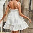 thumbnail image 4 of Womens 2024 Summer Mini Dress Boho Flowy Skater Dresses Short Sleeveless Ruffle Spaghetti Strap Dress, 4 of 6