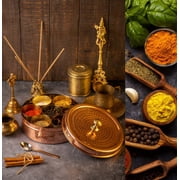 7.5 Inch Dia Handcrafted Indian Spice Box (Copper)