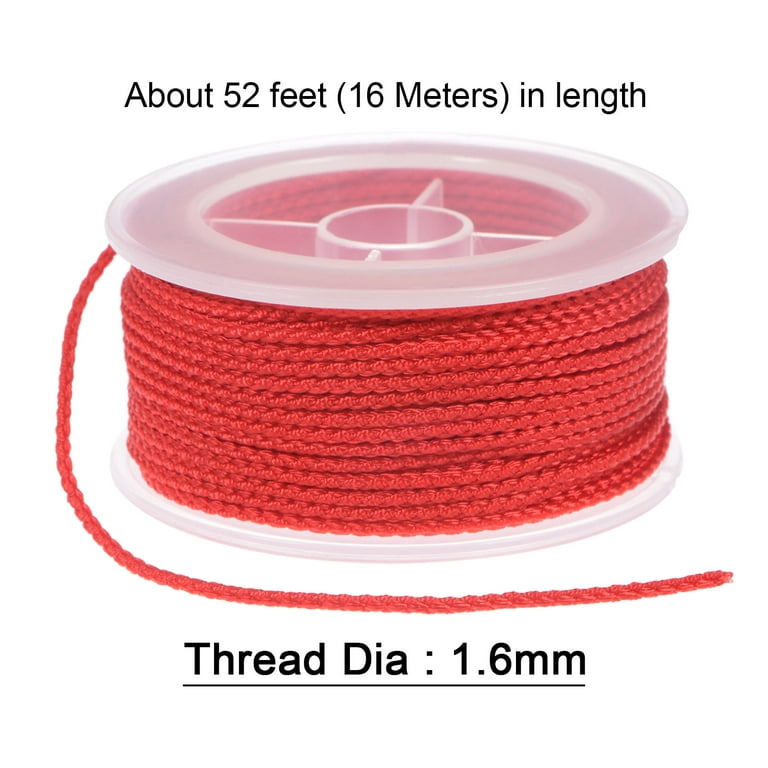 Uxcell Nylon Thread Twine Beading Cord 1.6mm Extra-Strong Braided Nylon Crafting String 16m/52 Feet, Red, Women's, Size: 1.6 mm