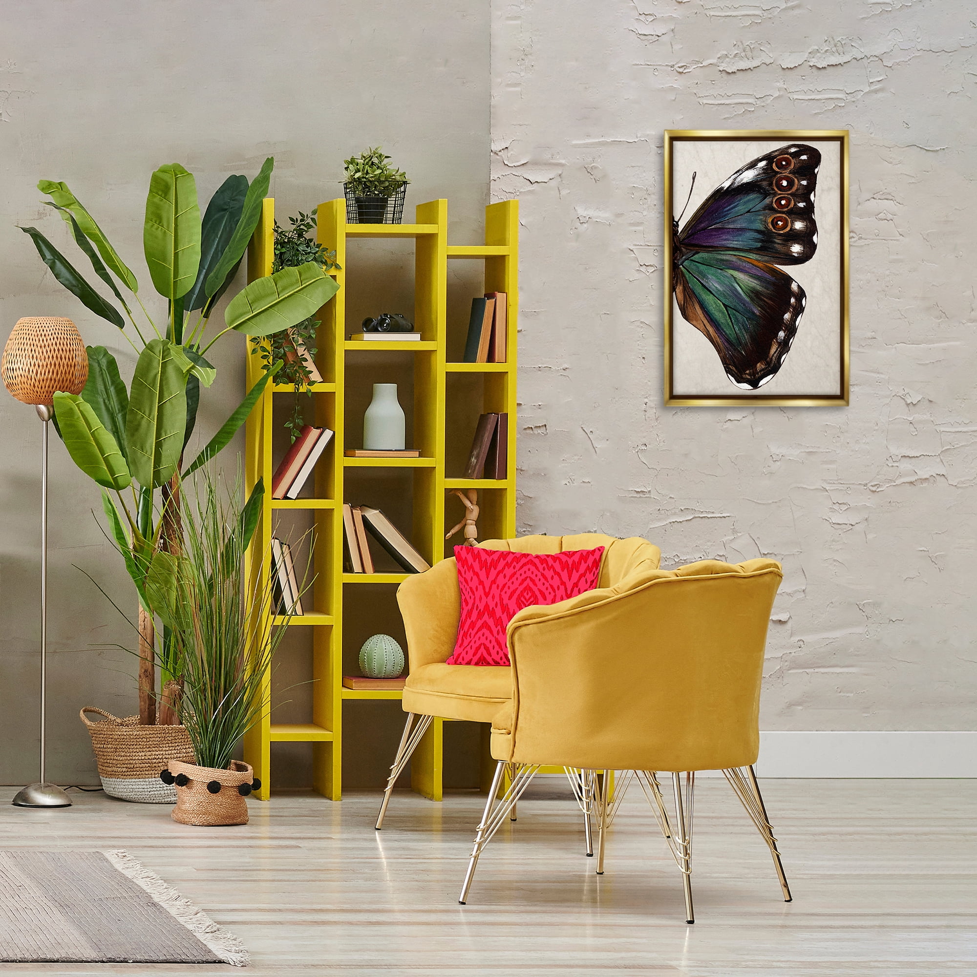Stupell Industries Classic Butterfly Wing Animals & Insects Painting Gold Floater Framed Canvas Art Print Wall Art, 17 x 25