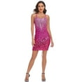 thumbnail image 6 of PrettyGuide Womens Sexy Sparkly Sequin Party Club Dress Adjustable Spaghetti Strap Shimmer Bodycon Mini Dress, 6 of 7