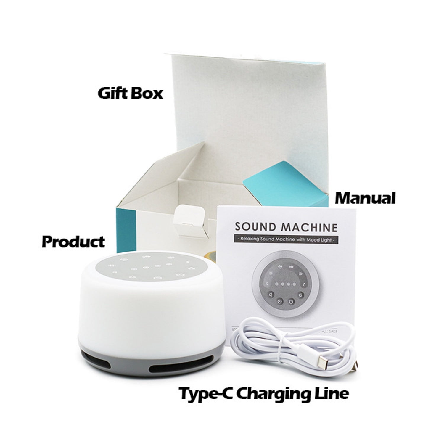 3 in 1 White Noise Sound Machine with Bluetooth Speaker Night Light for Kids and Adults