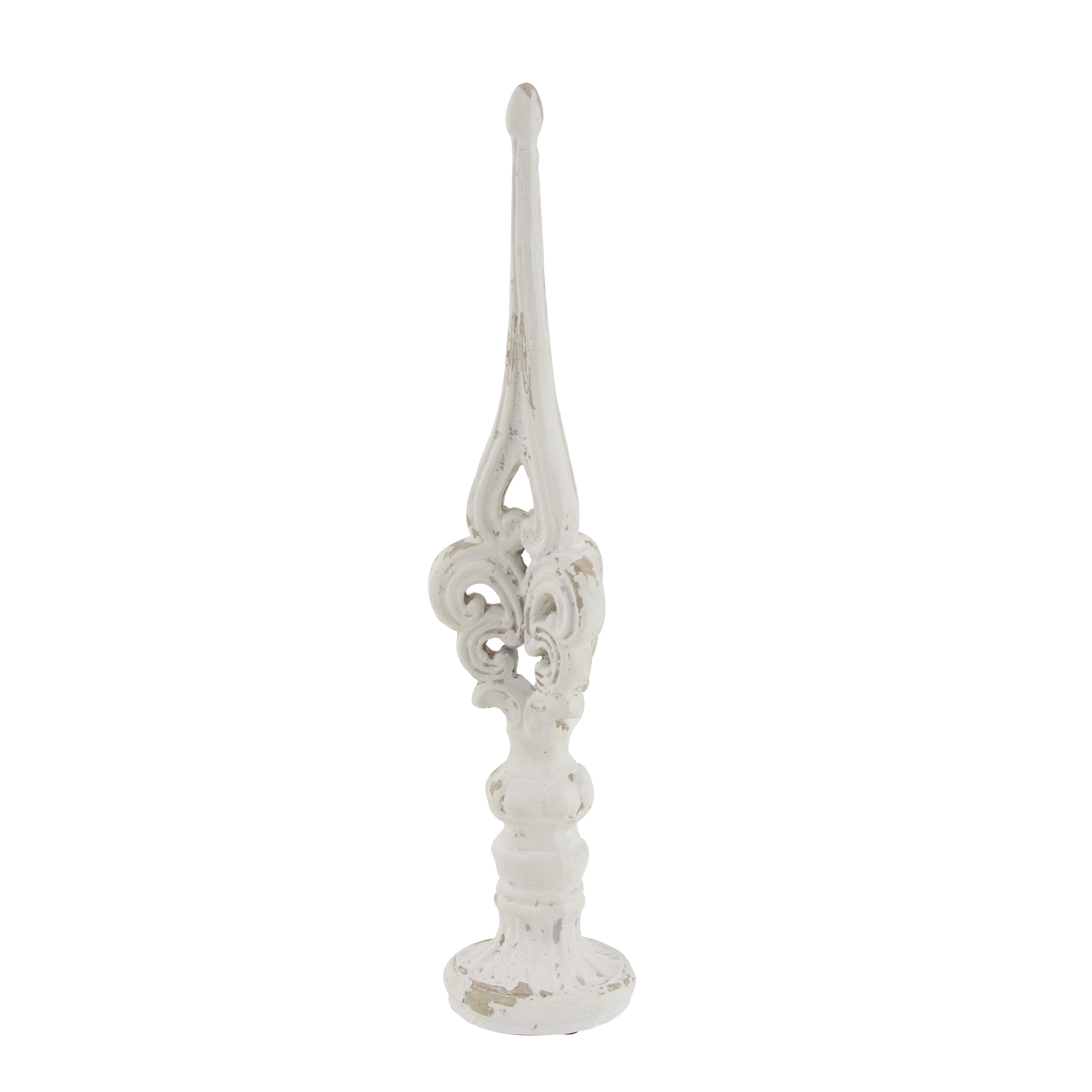 DecMode Fiberglass Vintage Finial Sculpture, White