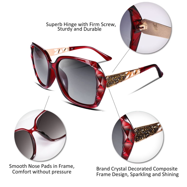 FEISEDY Polarized Women Square Sunglasses Sparkling 