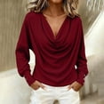 thumbnail image 2 of Long Sleeve Shirts for Women Sparkly Cowl Neck Long Sleeve Fall Winter Elegant Casual Blouse Womens Shirts Dressy Casual Wine Xl, 2 of 4