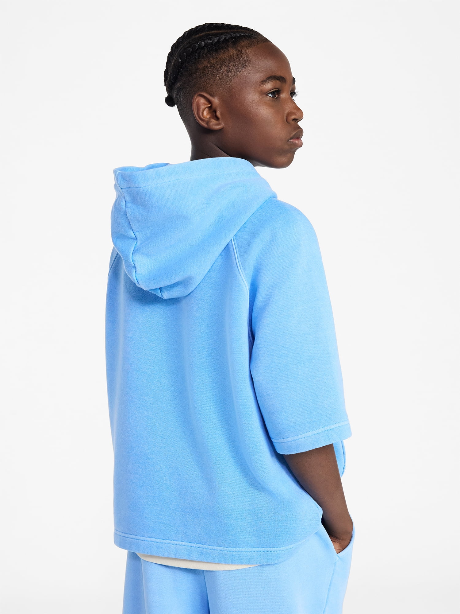 Weekend Academy Boys Fleece Hoodie with Short Sleeves, Sizes 4-18