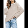 thumbnail image 2 of Suéter Holgado de Otoño para Mujer, Moderno Jersey de Punto A Rayas con Mangas Murciélago y Bloques de Color. Lechoso M, 2 of 6