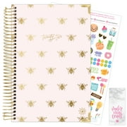 2022 Calendar Year (Jan-Dec) 6"x8" HARD COVER PLANNER, Gold Bees by bloom daily planners