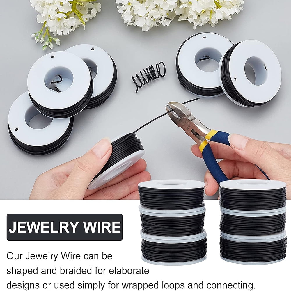 1Set Round Aluminum Wire with Iron Side Cutting Pliers Black 17 Gauge 1.2mm 16m/roll 6 rolls Mixed Color
