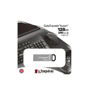 Kingston DataTraveler Kyson 128GB USB 3.2 (Gen 1) Type A Flash Drive - 128 GB - USB 3.2 (Gen 1) Type A - 200 MB/s Read Speed - 60 MB/s Write Speed - Silver - 1 Piece