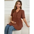 thumbnail image 5 of DARING DIVA Women's Boho Ruffled V Neck Short Sleeve Maternity Tops XXL Brown, 5 of 7