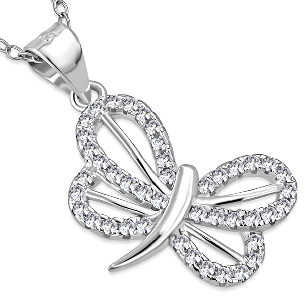 Sterling Silver CZ  Butterfly Necklace main image 0