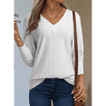 thumbnail image 4 of SOMER Women Tops Going Out Long Sleeve Shirts for Women Dressy Casual V Neck Blouses Hollow Out Lace Embroidered Tops,2025 Fall, 4 of 8