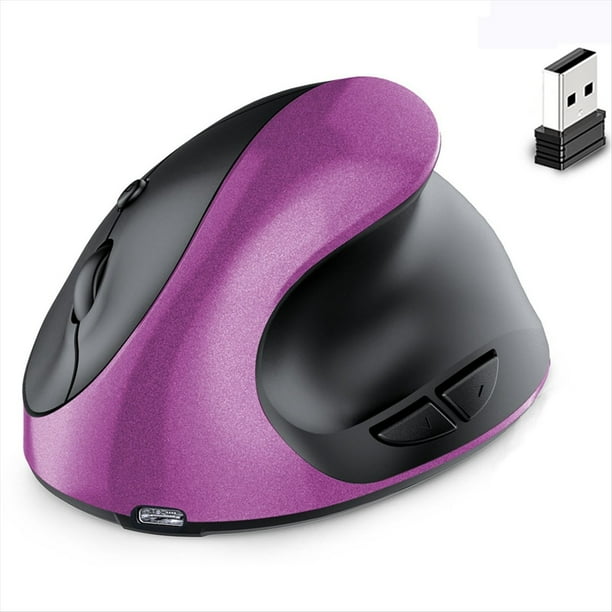 Ratón Óptico Vertical Ergonómico Recargable de Modo Dual USB 2.4G Inalámbrico + Bluetooth para Computadora Portátil Color