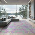thumbnail image 2 of ODIKA 6'x9' Washable Area Rug Non-Slip, Chair-Friendly, Pink Dye Mermaid Galaxy Shaped Tie Kawaii Heart Motif with Rainbow Stars Design for Dining Room, Under Table, Office Décor, 2 of 7
