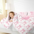 thumbnail image 4 of jejeloiu Initial Letter B Queen Comforter Set,Girls Kawaii Bowknot Bedding Sets,Pink White Bedding Comforter Set For Kids,Breathable Bedroom Decoration Reversible,3 Pieces, 4 of 8