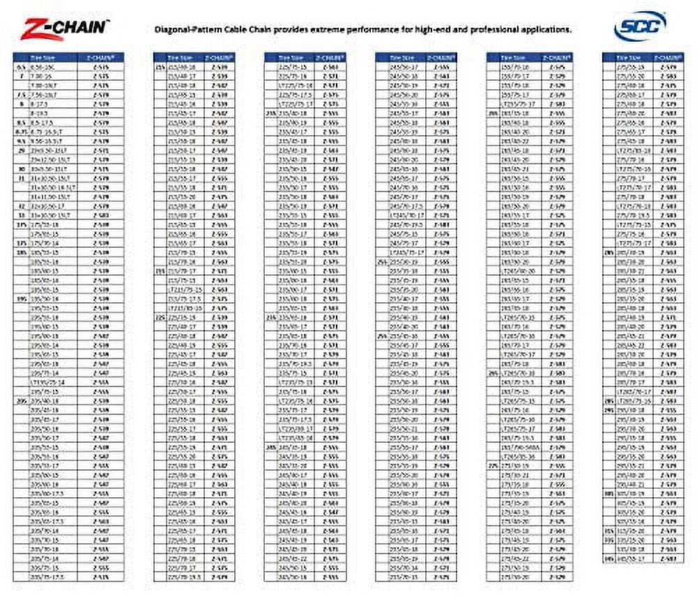 Security Chain Company Z-Chain Passenger Z-563 6.00-16C 6.50-17 Tire Cables for Cars 2 Pieces