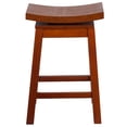thumbnail image 3 of Flash Furniture 26'' High Saddle Seat Light Cherry Wood Counter Height Stool with Auto Swivel Seat Return, 3 of 4