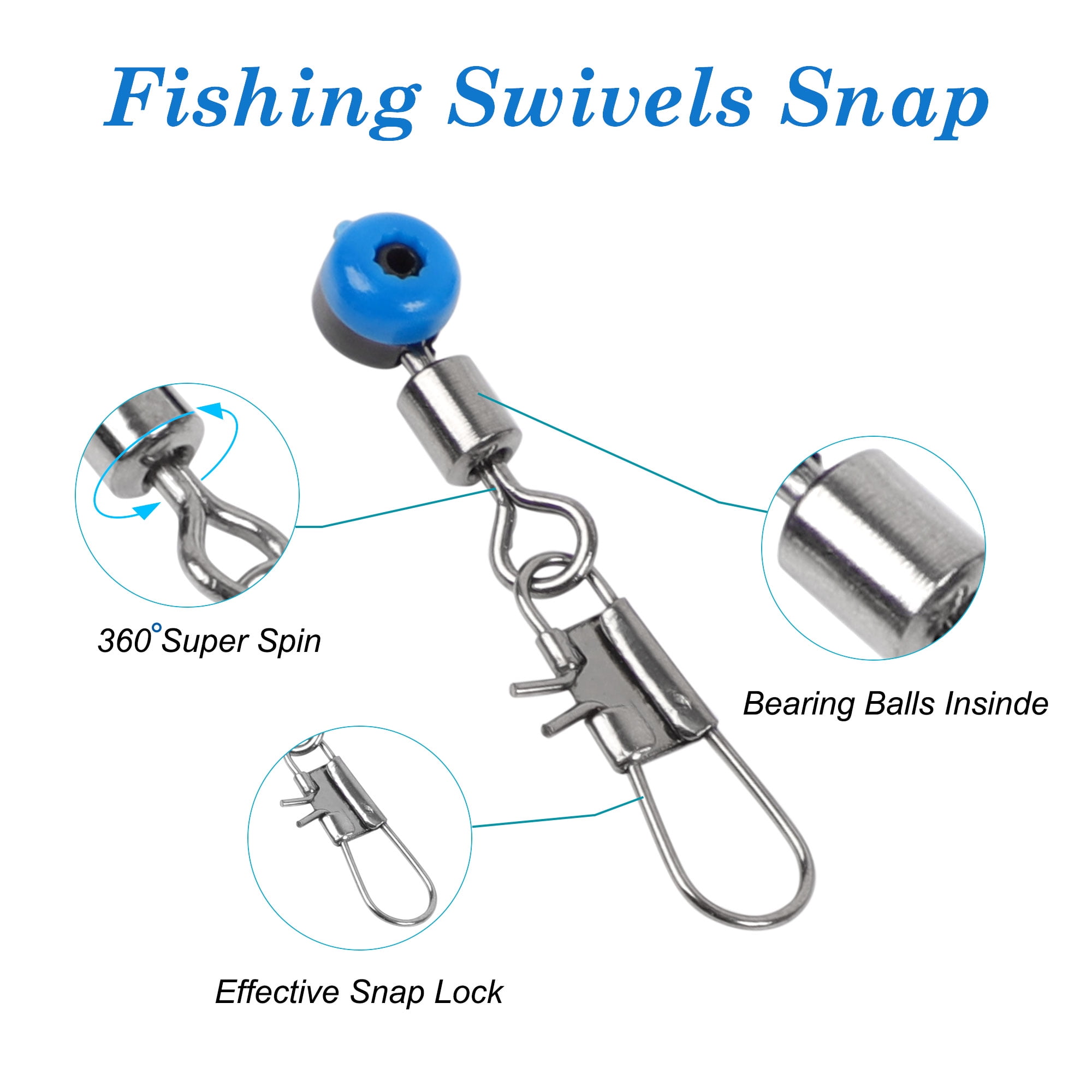 10PCS Fishing Swivels Snap Swivels Barrel Swivels with Interlock