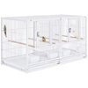Easyfashion Divided Wide Birdcage for Small Birds Parakeets White