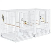 Easyfashion Divided Wide Birdcage for Small Birds Parakeets White