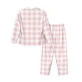 thumbnail image 2 of Rateoe Pink Checkboard Pattern Womens Pajamas Set Long Sleeve Sleepwear Button Down Nightwear Soft Cotton Pj Lounge Sets, 2 of 9