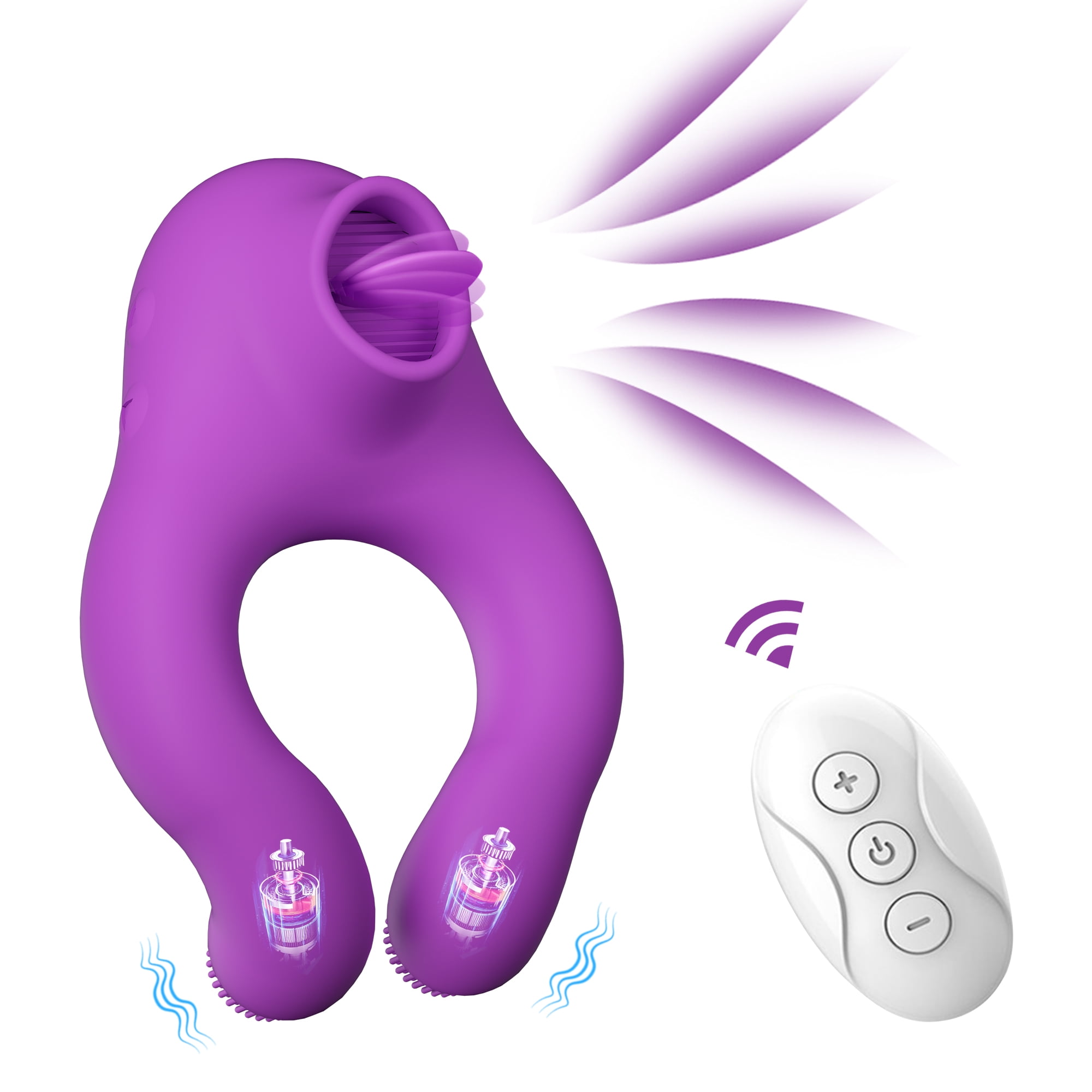 FIDECH Tongue Licking Vibrator Sex Toys with Penis Ring, Remote Control Clitoris and G-Spot Stimulator for Women Personnal Massager and Couple Pleasure