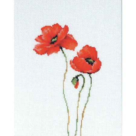 UPC: 4840746012556 | Counted Cross-Stitch Kit Poppies B2225L Needlework Easy Small Flower Red By Luca-S Canvas Cotton