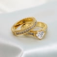 thumbnail image 7 of Matching Ring Couple Rings Yellow Gold Plated 1CT Heart CZ Wedding Ring Sets Titanium Male Ring, 7 of 7