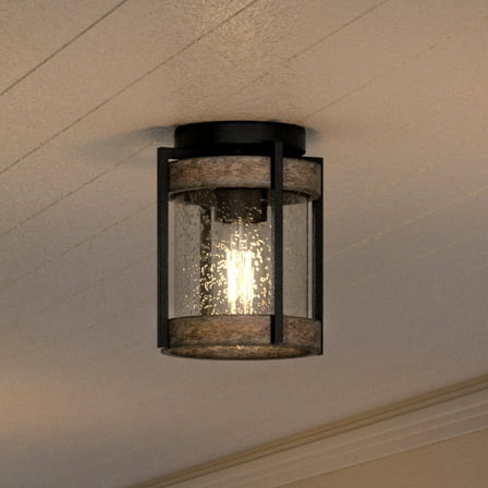 Luxury Farmhouse Ceiling Light, 8H x 7.375W, with Modern Farmhouse Style, Midnight Black, UHP1352 by Urban Ambiance