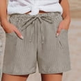 thumbnail image 2 of WAYUTE Shorts for Women Striped Elastic Waist Casual Shorts with Drwastring and Pockets Comfort Everyday for Ladies Versatile Summer Outdoor, 2 of 7