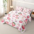 thumbnail image 3 of Erosebridal Watercolor Strawberry Twin Quilt Set for Girls, Cherry Blossoms Flower Twin Coverlet Set, 2-Piece, 3 of 7