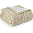 thumbnail image 6 of Cable Knit Throw Blanket for Couch, Chenille Sherpa Soft Cozy Throw Blankets for Sofa Chair Comfortable Home, 50"x60", Beige, 6 of 8